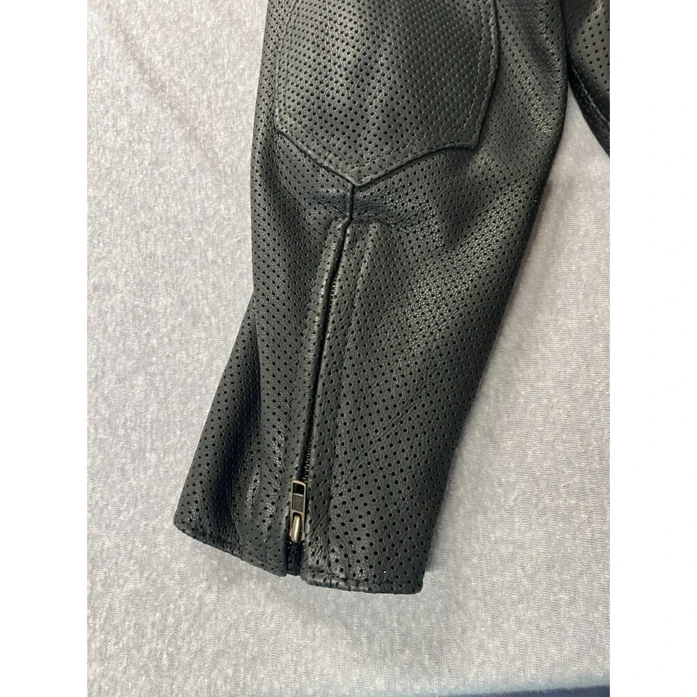 KERR MOTORCYCLE JACKET Biker MENS BLACK LEATHER SZ 52 Breathable Zip USA Lace Up